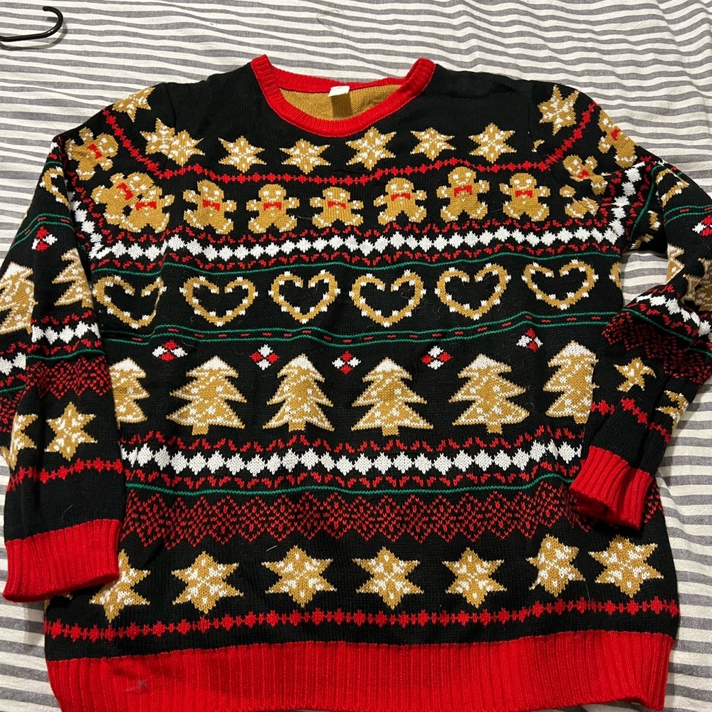 Festive Black and Red Christmas Sweater